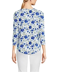 Lands' End Women's 3/4 Sleeve Lightweight Jersey Shirttail Tee