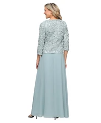 Alex Evenings Women's Empire Waist Long Open Soutache Jacket Dress