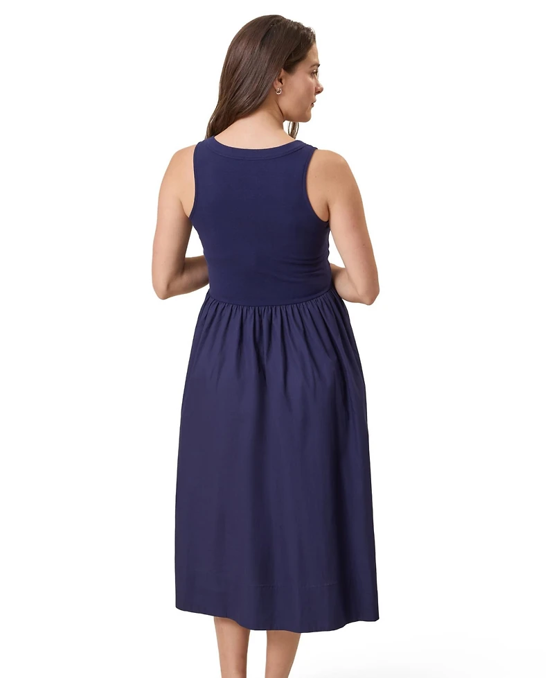 Kindred Bravely Maternity Charlotte Mixed Media Nursing Midi Dress