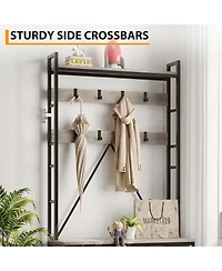 gaomon 36.4" Industrial Freestanding Hall Tree with Coat Rack, Bench and Shoe Storage