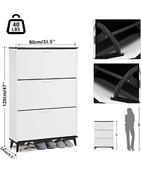gaomon Shoe Cabinet with 3 Flip Drawers, Hidden Shoe Storage Cabinet for Entryway, Narrow Shoe Rack with Legs