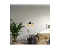 Busdays Quell Double Light Vanity With Natural Rattan Shade Wall Lamp