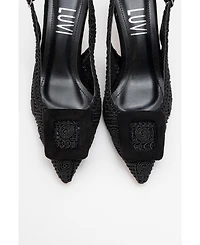 Prologue Shoes Women's Ensley Knitted Buckled Pointed Toe Pump