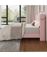gaomon Twin Upholstered Platform Bed Frame with Wingback Headboard, Wood Slats Support, No Box Spring Needed
