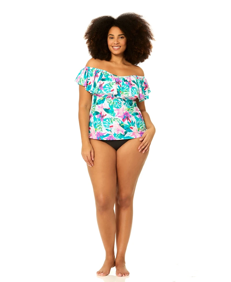 Raisins Curve Plus Tortuga Bandeau Neck Swim Tankini Top
