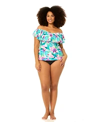 Raisins Curve Plus Tortuga Bandeau Neck Swim Tankini Top