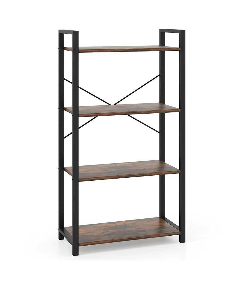 Slickblue 4 Tier Industrial Bookshelf Metal Frame Display Storage Shelf