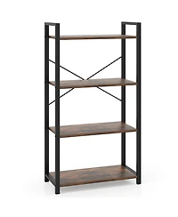 Slickblue 4 Tier Industrial Bookshelf Metal Frame Display Storage Shelf