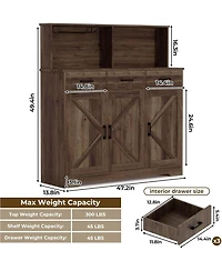 gaomon Farmhouse Sideboard Buffet with Microwave Stand,Varied Storage with Drawers