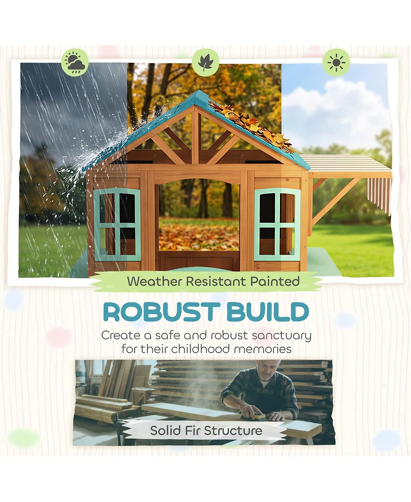 Qaba Outdoor Playhouse, Kids Playhouse for Kids 3-6 Years Imaginative Play