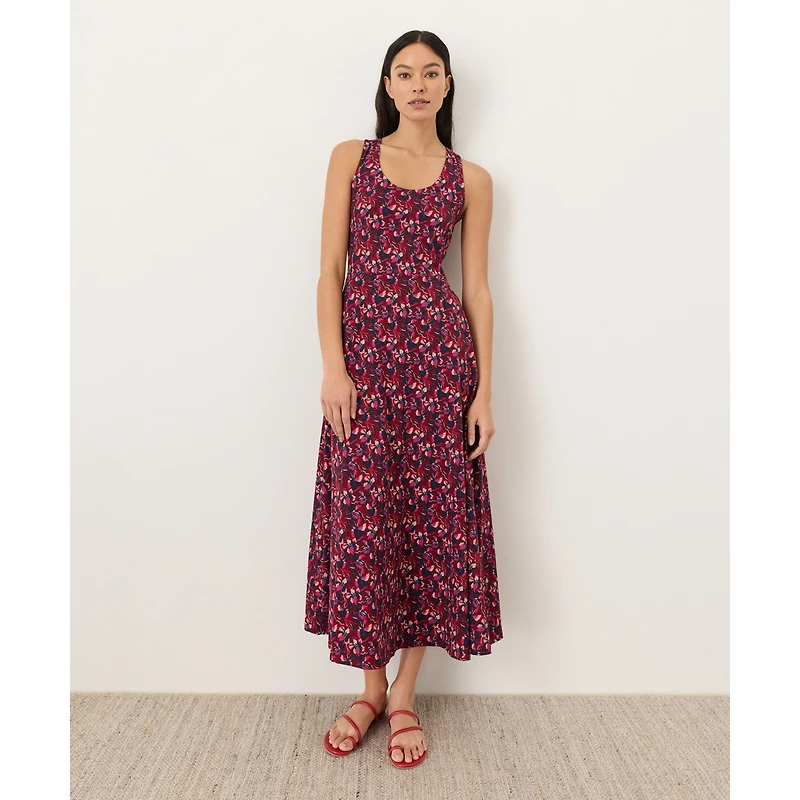 Pact Women's Fit & Flare Open Back Maxi Dress Made With Organic Cotton