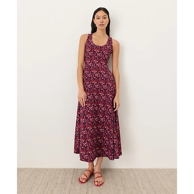 Pact Women's Fit & Flare Open Back Maxi Dress Made With Organic Cotton