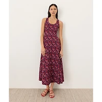 Pact Women's Fit & Flare Open Back Maxi Dress Made With Organic Cotton