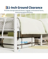 gaomon Full Kids Bed Frame with Headboard & Footboard, Heart-Shaped Metal Platform Bed, Heavy-Duty Steel Slats, Quiet Support, No Box Spring