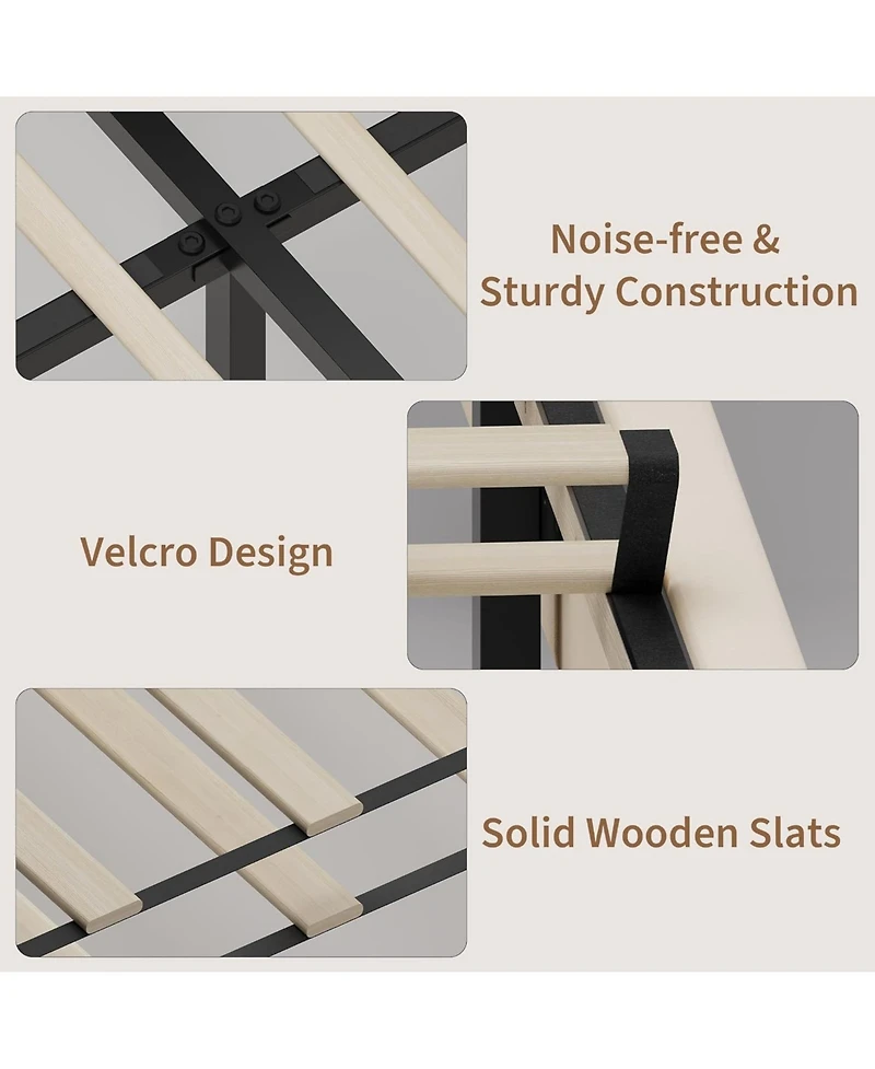 gaomon Full Velvet Bed Frame with Wingback Headboard, Upholstered Platform Bed with Wood Slats