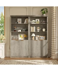 Gaomon tall wooden bookcase with doors, 5 shelves, adjustable top shelf, and large storage cabinet—modern design for home or office.