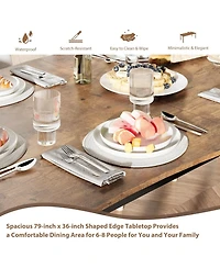 gaomon 79" Dining Table for 6-8, Iron Legs, Waterproof, Scratch-Resistant, Quick Assembly, Kitchen, Living Room