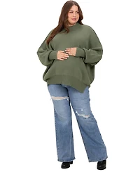 Pinkblush Plus Size Blue Ripped Knee Wide Leg Jeans