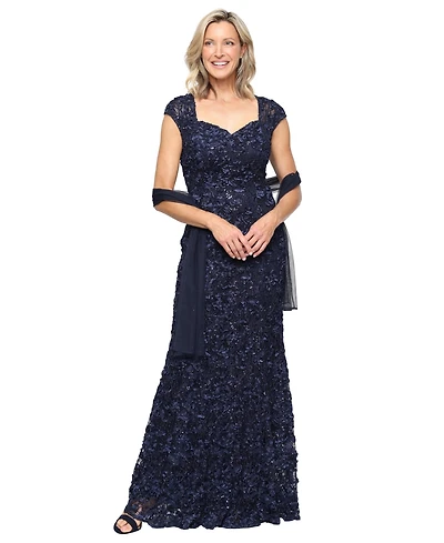 Alex Evenings Petite Sequin Sweetheart Wrap Gown