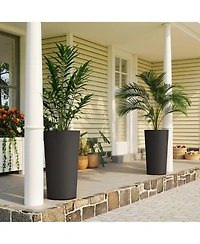 Outsunny 29 Inch Tall Planters, Set of 2 Plastic Flower Pots,