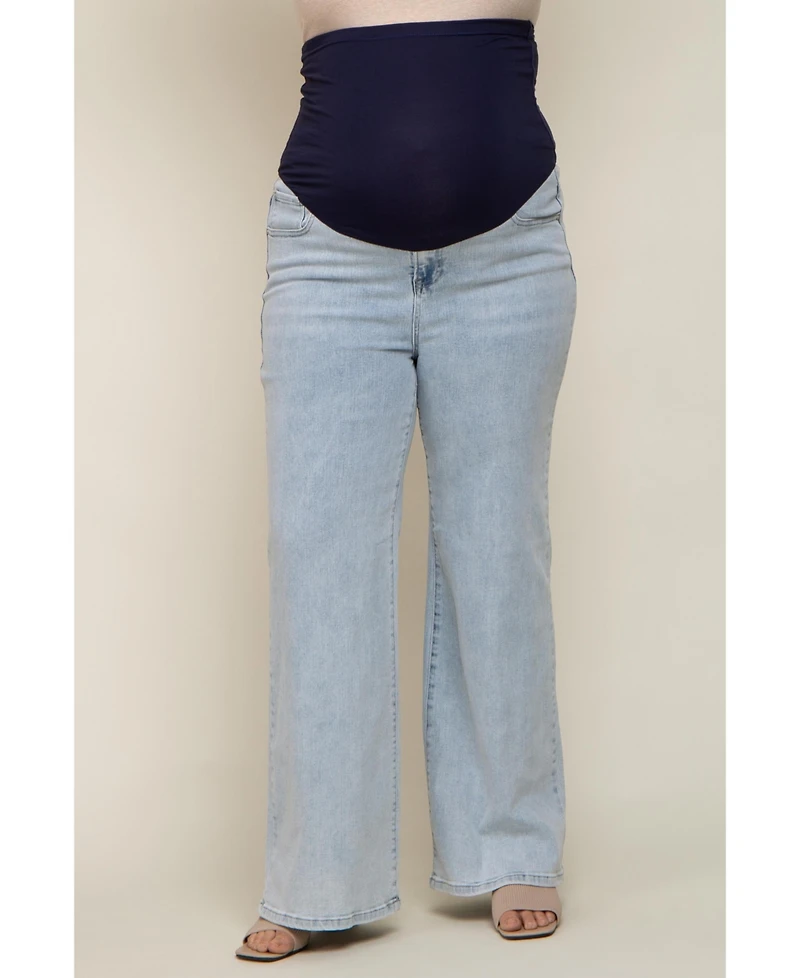 Pinkblush Plus Size Light Blue Basic Wide Leg Jeans