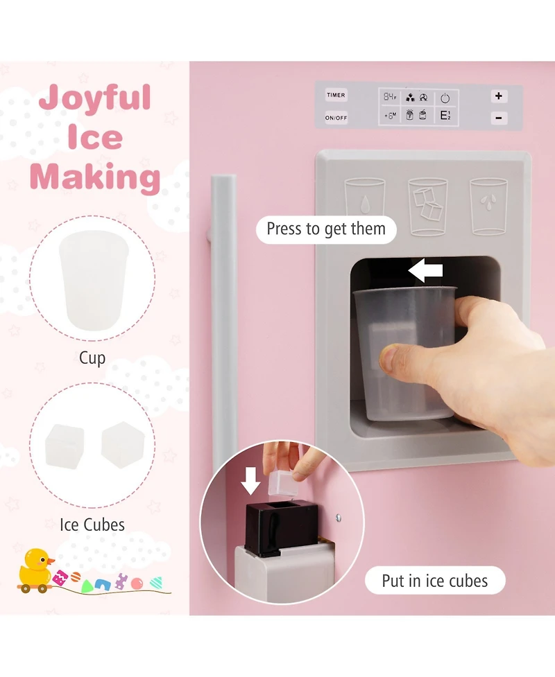 Mecale Play Kitchen for Kids, Wooden Chef Pretend Playset with 3 Adjustable Heights & Microwave