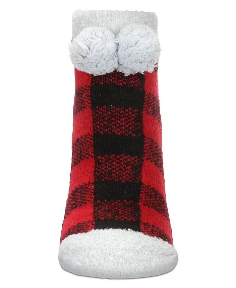 MeMoi Women's Buffalo Plaid Buttersoft Plush Lined Low Cut Socks