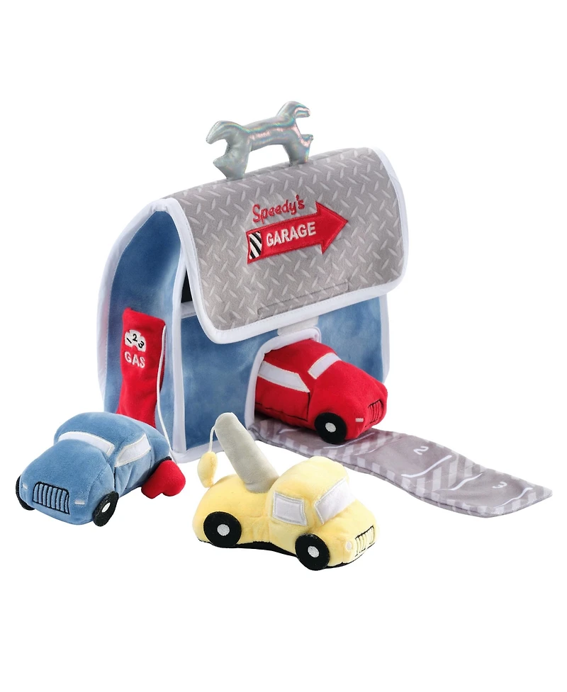 Lambs and Ivy Cars and Tow Truck Garage Interactive Plush Developmental Playset Toy
