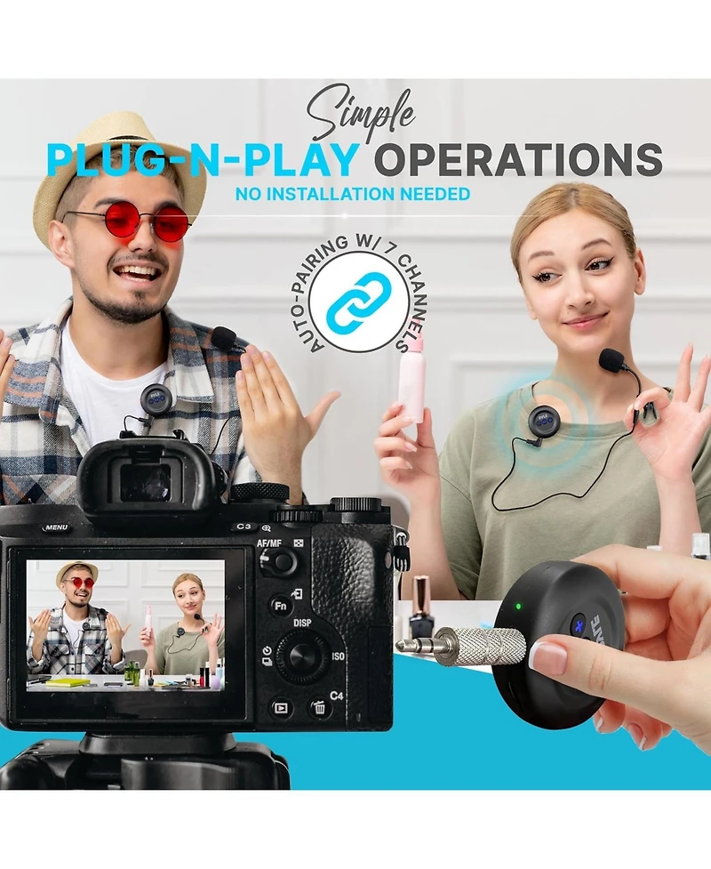 Pyle Wireless Transmitter and Receiver Set with Microphone Voice-Over (PDWMU20)