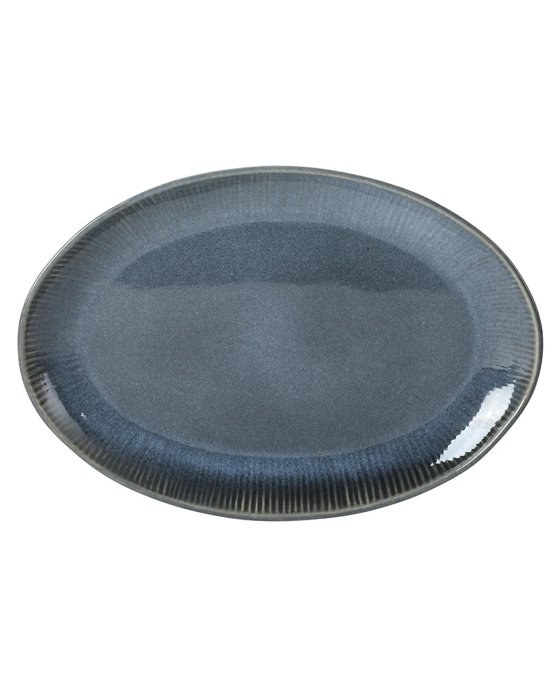 Gibson Home Sandy Pines 3 Piece Oval Platter Set, 15.7”, 13.75” & 12” Stoneware Serving Platters, Reactive Glaze, Microwave Dis