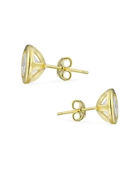 Bling Jewelry Set of 2 Simple Martini Bezel Cz Stud Earrings Gold Plated Sterling Silver