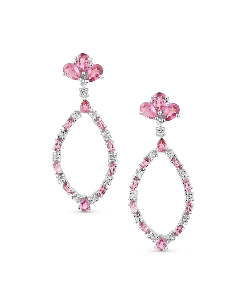 Bling Jewelry Open Teardrop Leaf Tanzanite Zircon Chandelier Earrings