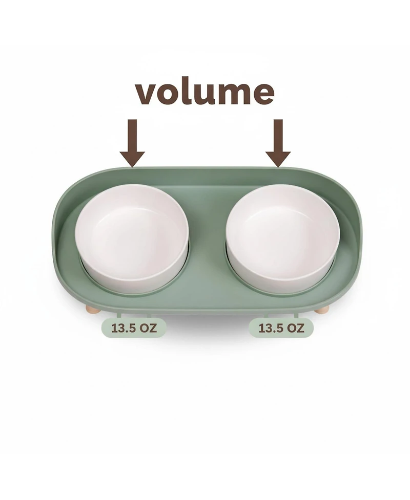 Aronkl Elevated Ceramic Dog & Cat Food Water Bowl Set Spill Proof Non Slip Mess Free Dishwasher Safe