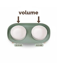 Aronkl Elevated Ceramic Dog & Cat Food Water Bowl Set Spill Proof Non Slip Mess Free Dishwasher Safe