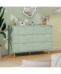 gaomon Fluted 6-Drawer Dresser, 39.4" Wide Modern Wooden Chest with Metal Handles, Wide Storage Organizer for Bedroom, Living Room, Hallway