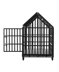 Aostirmotor 52" Heavy Duty Metal Dog Crate – Large Cage with 4 Lockable Wheels for Big Dogs