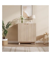 gaomon Fluted Cabinet with Storage Buffet Sideboard with Adjustable Shelves and Gold Handles for Living Room Entry and Kitchen