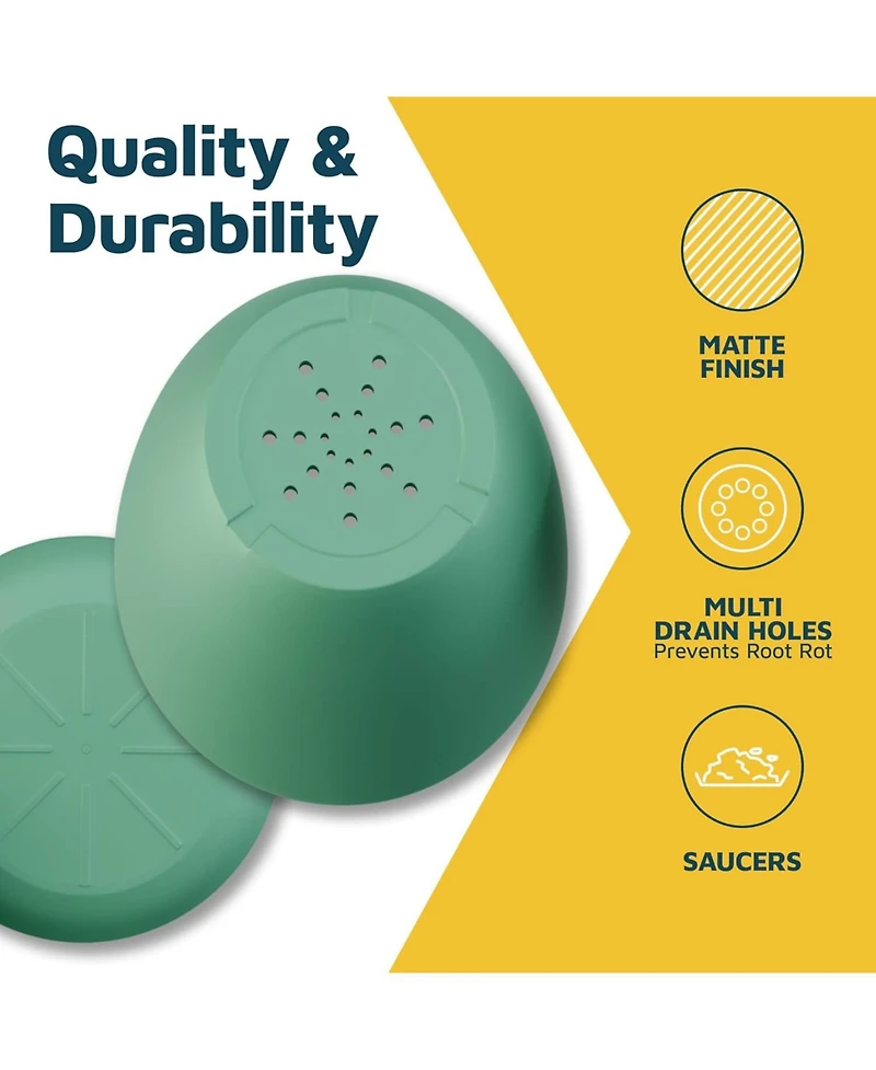 Lifemaster Multicolor Plant Pots Pack with Drainage Holes & Saucers