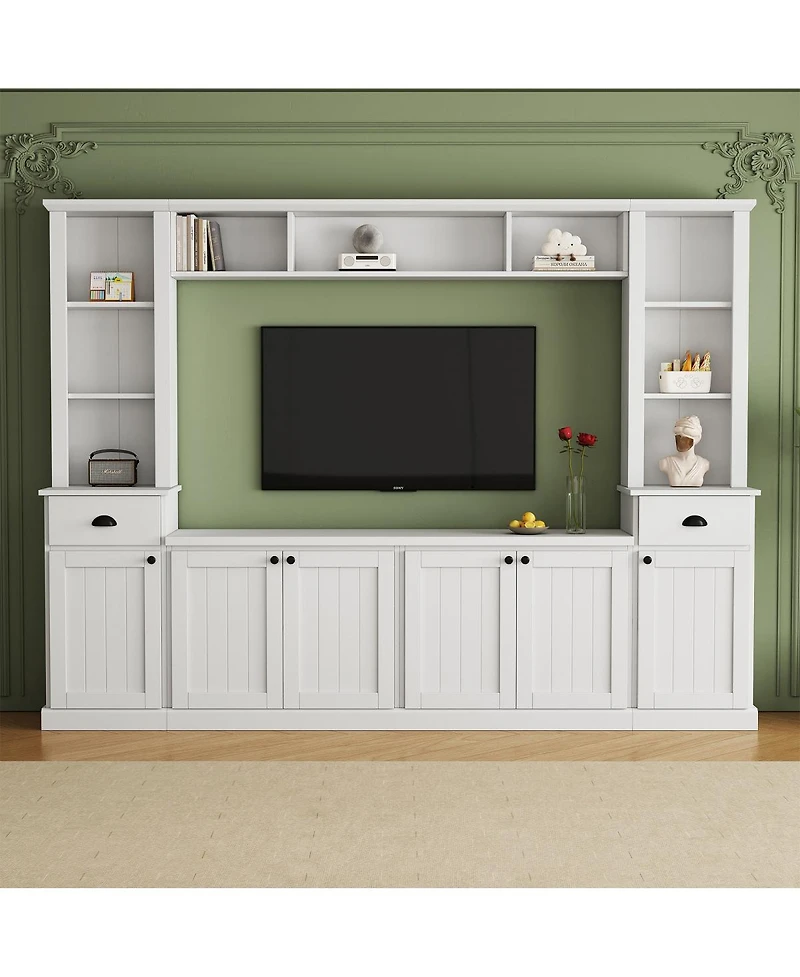 Streamdale Furniture Minimalist Entertainment Wall Unit Set with Bridge for TVs Up to 75