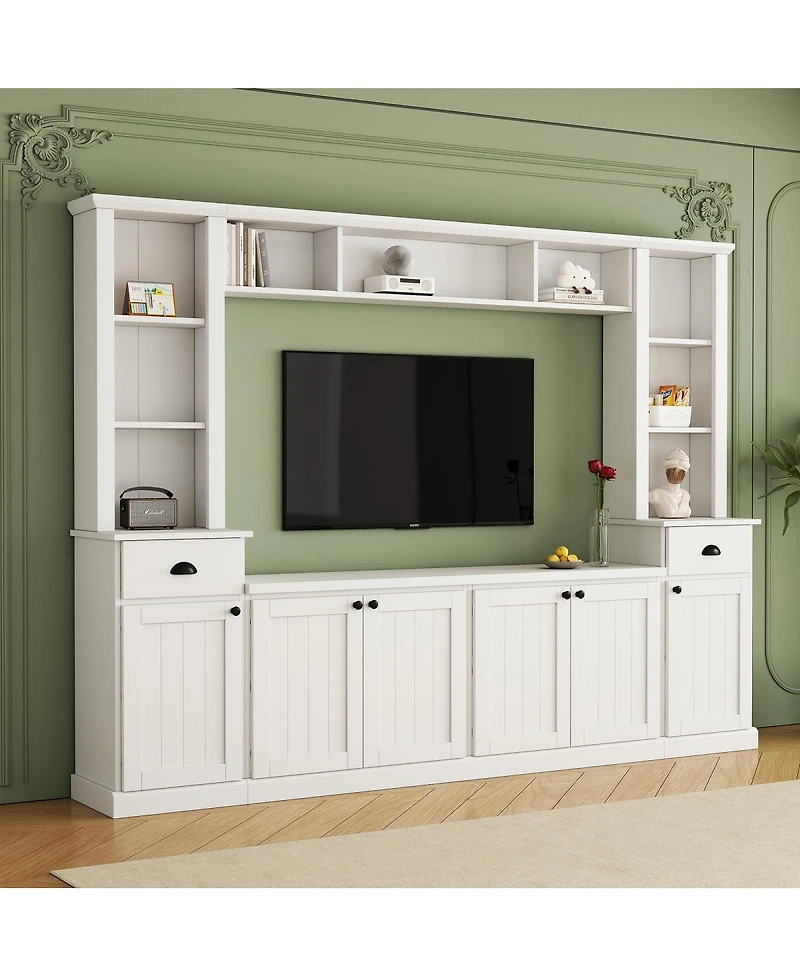 Streamdale Furniture Minimalist Entertainment Wall Unit Set with Bridge for TVs Up to 75