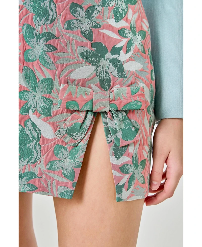 endless rose Women's Floral Jacquard Mini Skirt