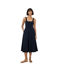 Pact Women's Organic Cotton Fit & Flare Square Neck Dress