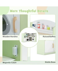 Corner Play Kitchen Toddler Playset with Range Hood, Ice Maker, Microwave