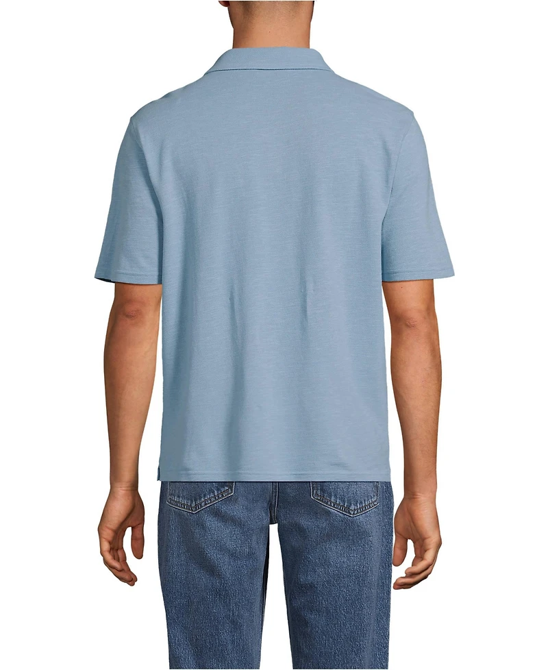Lands' End Men's Short Sleeve Cotton Linen Polo Shirts