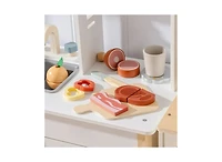 Robotime Wooden Play Food 4-in-1 Cutting Set Pretend Play Toy Food for Play Kitchen with Shopping Bag Kids Kitchen Accessories for Boys Girls