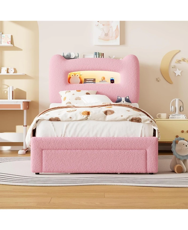 gaomon Led Twin Bed Frame Tier Storage Headboard