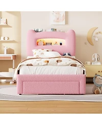 gaomon Led Twin Bed Frame Tier Storage Headboard