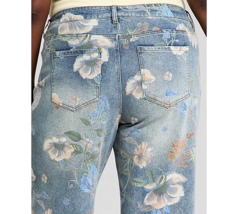 And Now This Trendy Plus Painted Floral Print Jeans, Macy's Exclusive