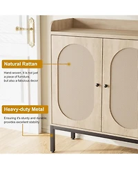gaomon Shoe Cabinet with 3 Rattan Doors, Freestanding