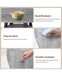 gaomon 47.2" Round Dining Table for 4-6, Farmhouse Kitchen Table with Storage, Circle Table